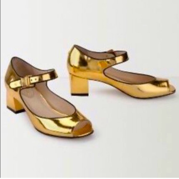 Kat Maconie Gold Mirror "Maggie" Mary Jane Heels Size 9 - Picture 2 of 11